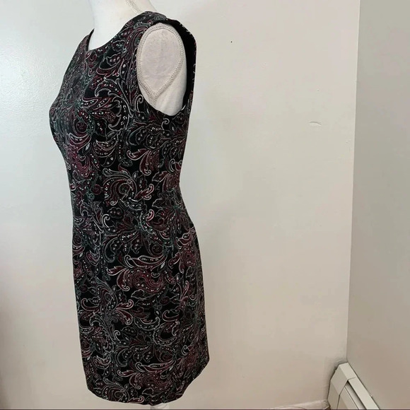 Lands End Knit Sleeveless Dress 8P  Stretch Pockets Black Red Floral Office Work - Picture 11 of 11